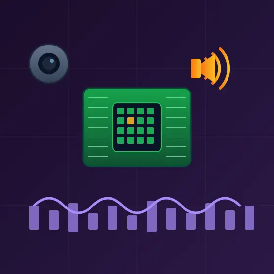 カメラとJetsonボードと音声出力が連動するエッジAIエージェントのイメージ
